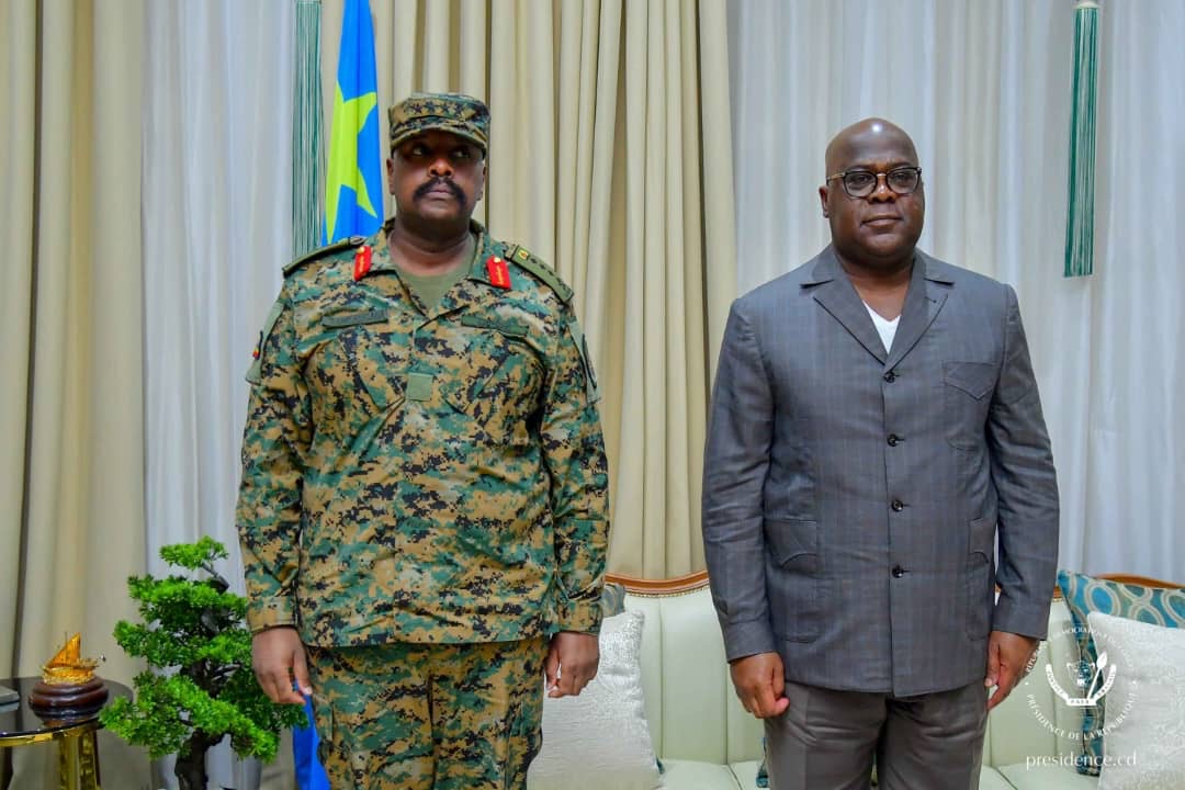 RDC: LE CHEF DE L'ÉTAT A ACCORDÉ UNE AUDIENCE AU GÉNÉRAL OUGANDAIS MUHOOZI KAINERUGABA