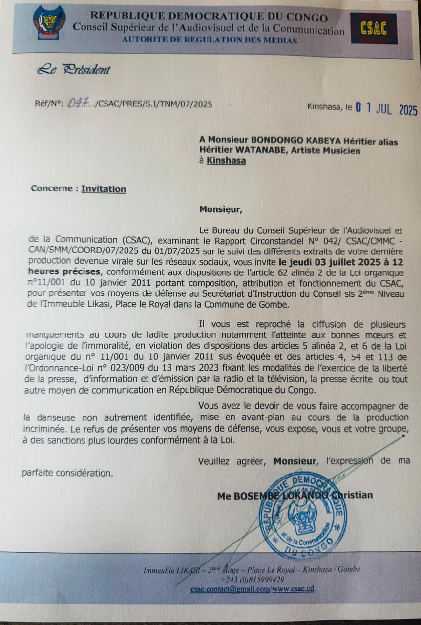 ATTEINTE AUX BONNES MŒURS : HERITIER WATA ATTENDU AU CSAC