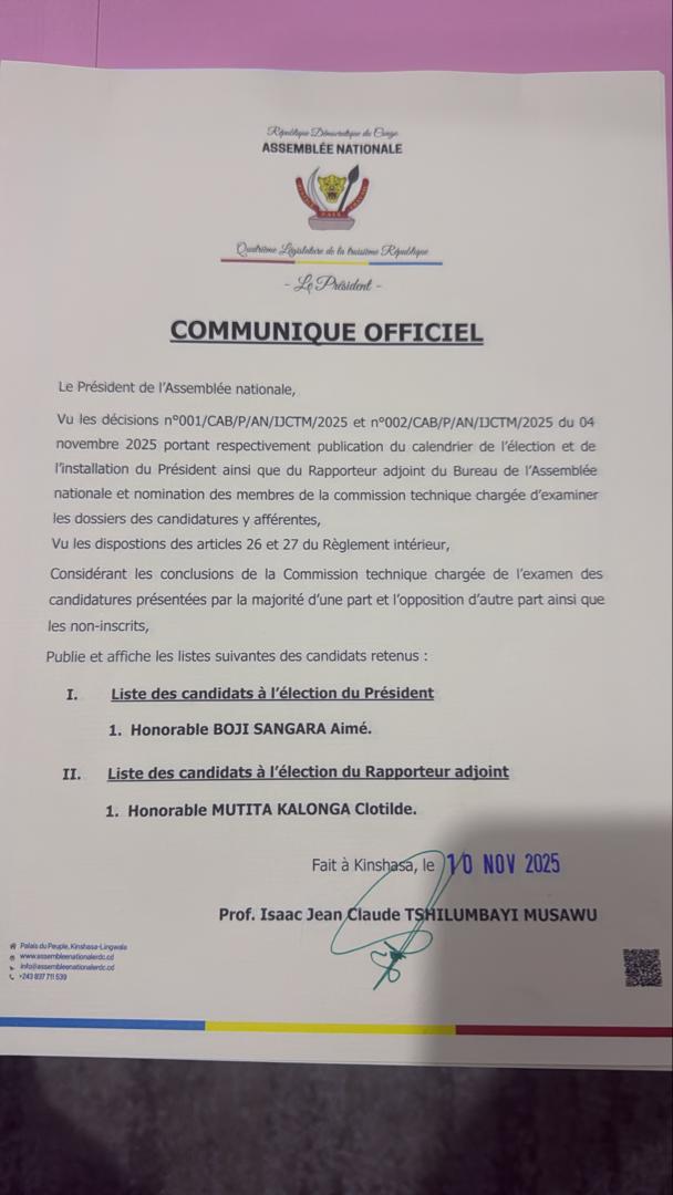 RDC – Assemblée nationale : Boji Sangara et Mutita Kalonga tiennent la corde pour le Bureau