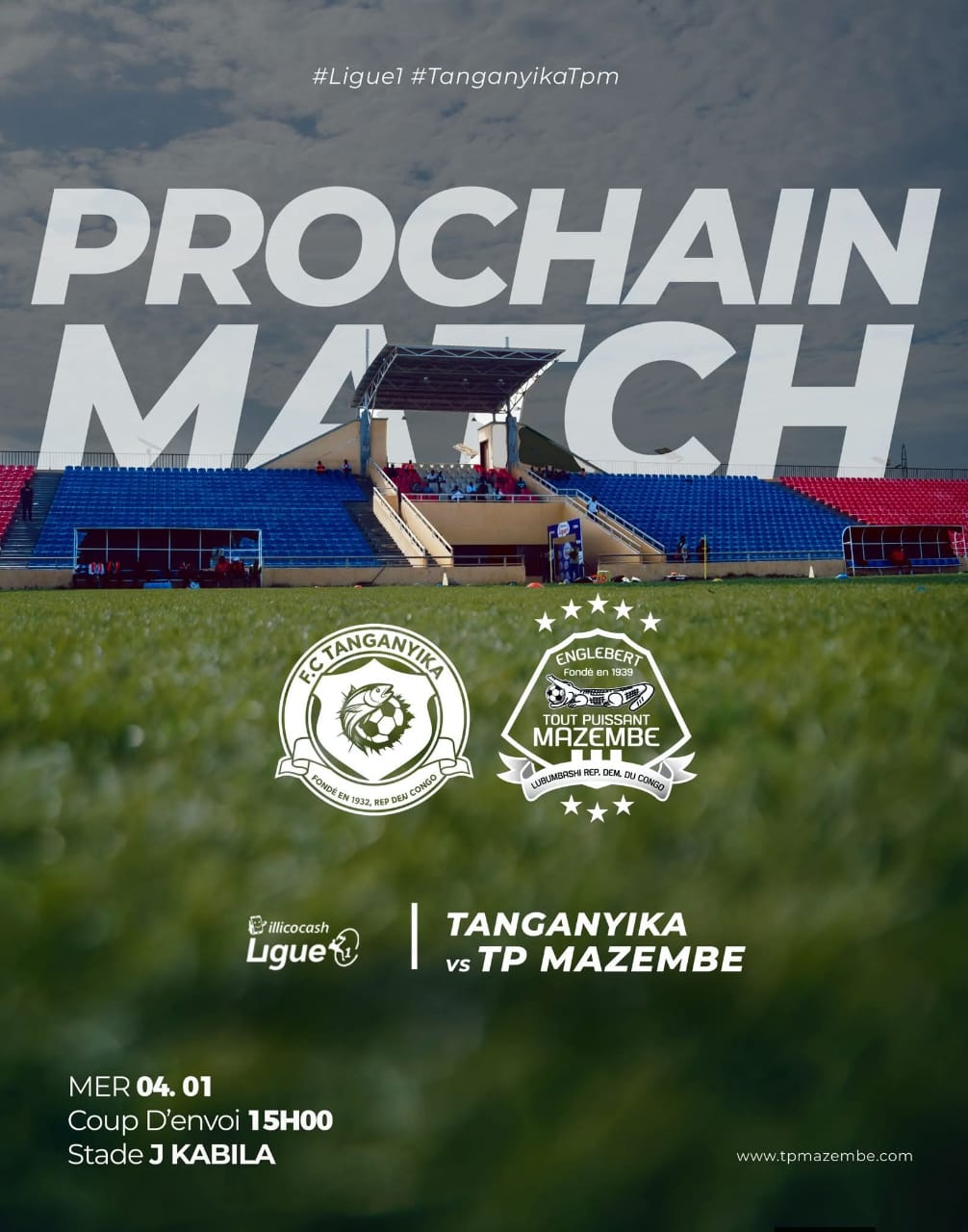 Ligue 1: Tanganyika reçoit le TP Mazembe au Stade J. Kabila