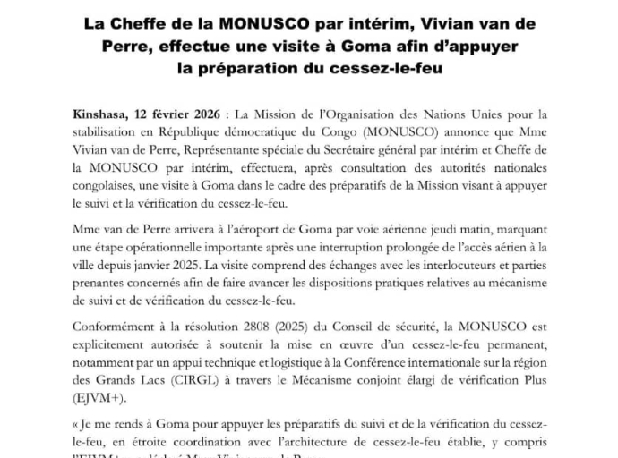Processus de paix : Vivian van de Perre en mission stratégique dans l’Est congolais