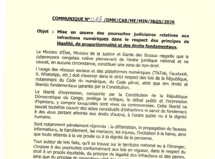 RDC : la Justice renforce le contrôle des réseaux sociaux