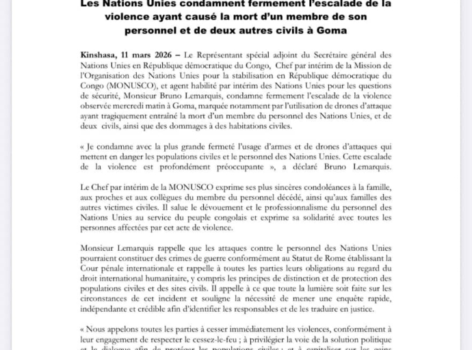 Goma : l’ONU condamne une escalade meurtrière et réclame une enquête indépendante