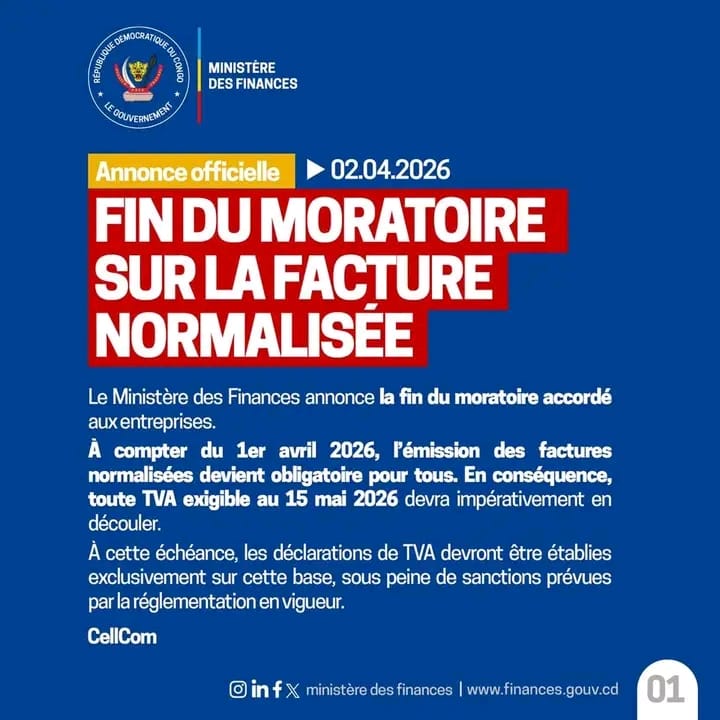 RDC : cap sur la facture normalisée, ultimatum fixé au 15 mai pour les entreprises