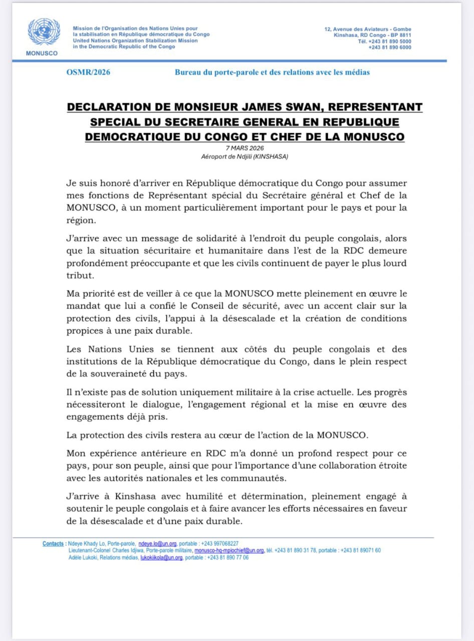 Crise sécuritaire en RDC : la MONUSCO mise sur le dialogue pour une paix durable
