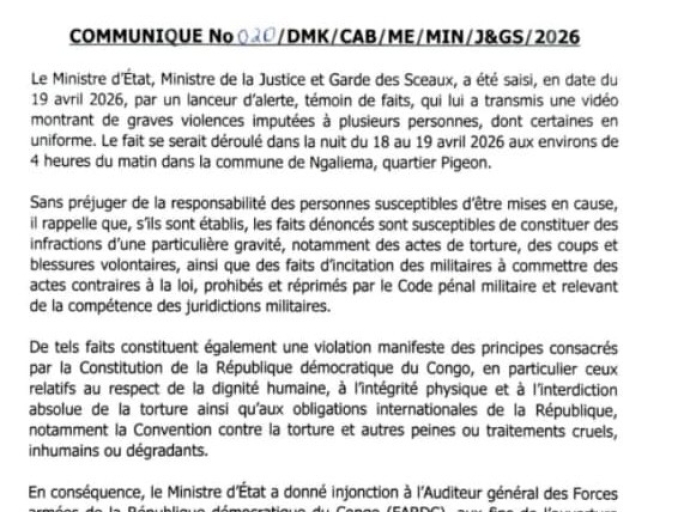 RDC : une artiste au cœur d’un scandale présumé de torture, la justice militaire saisie
