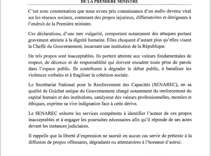 RDC : le SENAREC dénonce des propos « ignobles » visant la Première ministre et exige des poursuites