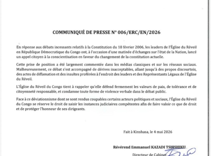 RDC : l’Église du Réveil monte au créneau et dénonce les dérives autour du débat constitutionnel